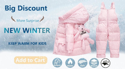 Winter Overalls Jumpsuit for Girls Boy Children Suits Jackets Kids Snowsuit Duck Down Parka Coat Toddler Baby Bear Toy Outerwear