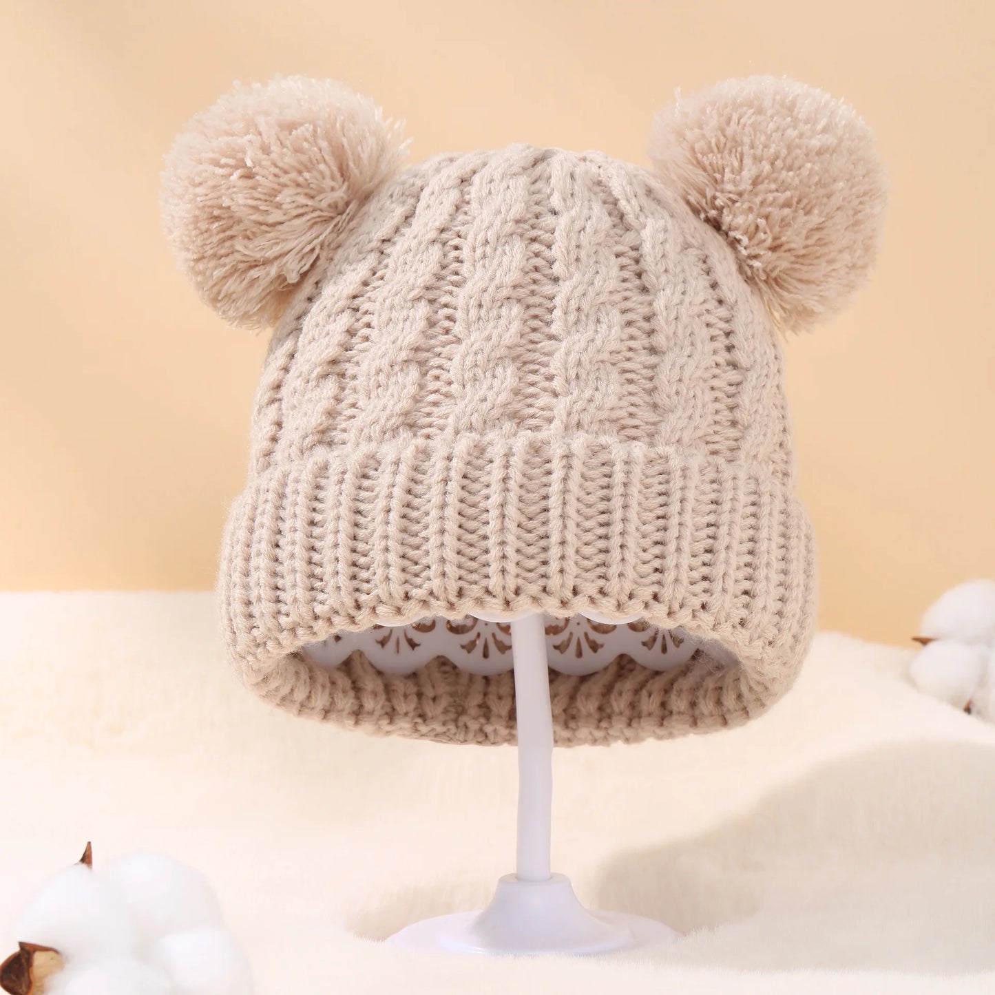 Autumn Winter Baby Hat for Girls Beanie Bonnet Kids Cute Pompoms Knit Hats Solid Newborn Accessories Warmer Stuff Toddler Cap