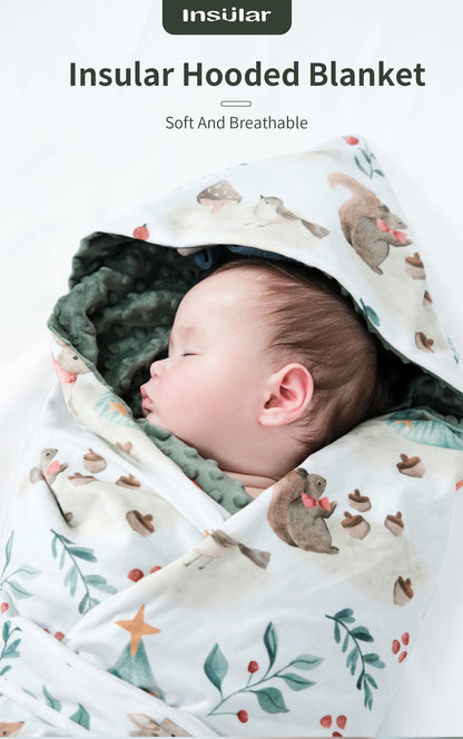 Baby Swaddle Blanket Hooded Wrap Blanket Sleeping Bag for Infant Breathable Fleece Sleep Sack Newborn Baby Bedding Soft Quilt