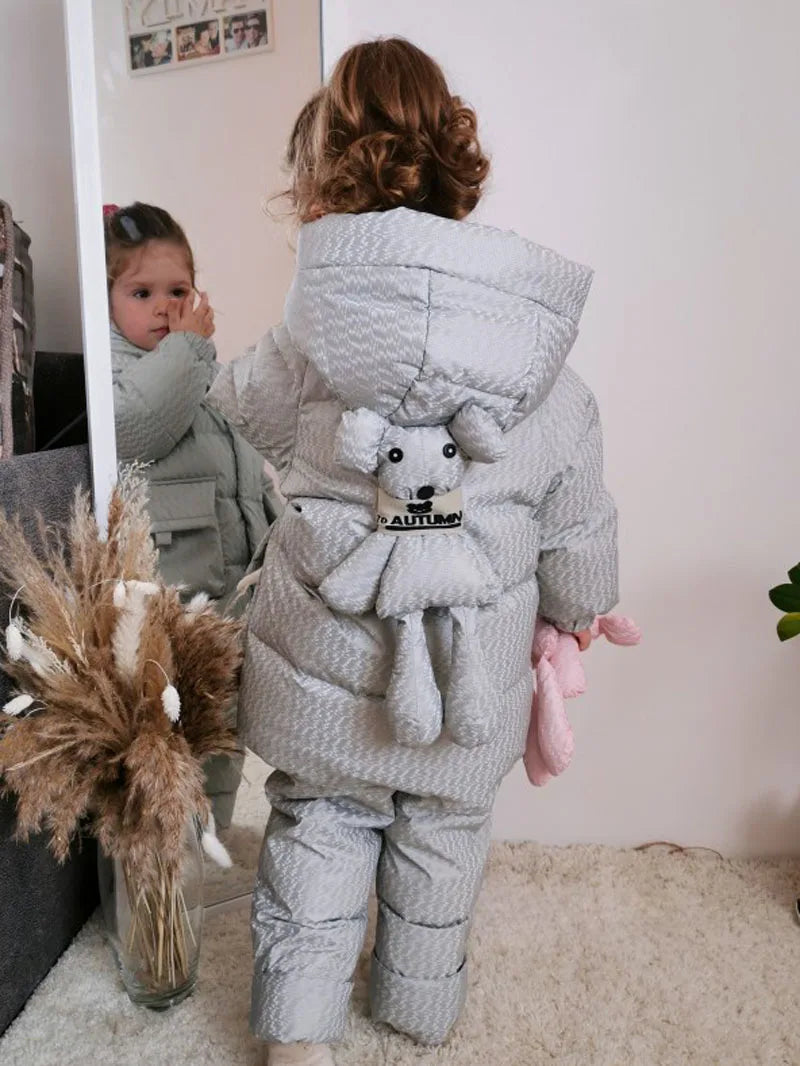 Winter Overalls Jumpsuit for Girls Boy Children Suits Jackets Kids Snowsuit Duck Down Parka Coat Toddler Baby Bear Toy Outerwear