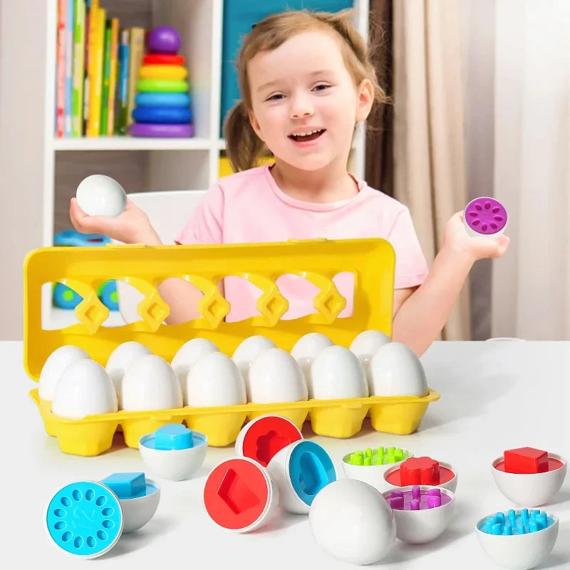 Montessori Toys 2 Years Smart Eggs Letter Number Puzzle Toys Kids Recognize Color Shape Matching Puzzle Toddler Educational Toys