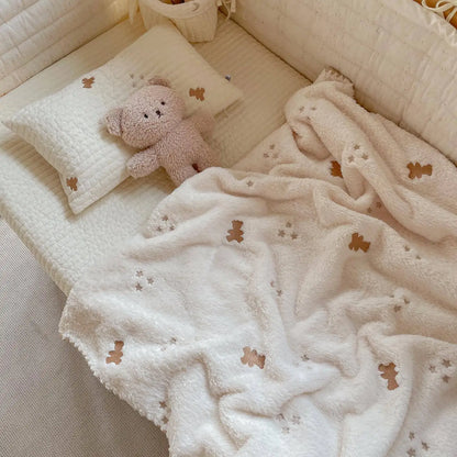 Winter Baby Blanket Ins Korean Coral Fleece Baby Blankets Newborn Embroidery New Born Swaddle Stroller Quilt Flannel Bedding