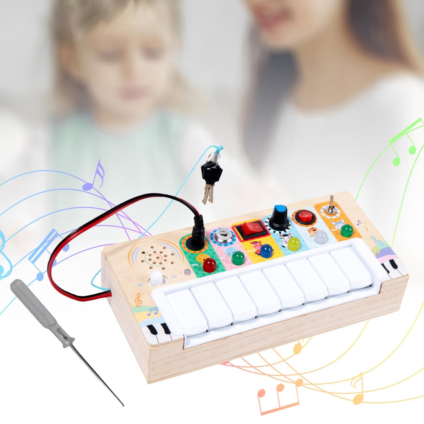 Child Busy Board Piano Switch Lights Montessori Toy for Toddlers Girls Boys Kids Early Educational Toys Indoor Play Game