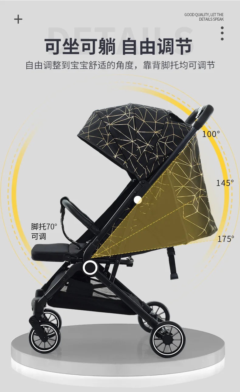 Baby stroller can sit and lie down lightweight foldable baby shock absorber children's stroller bb