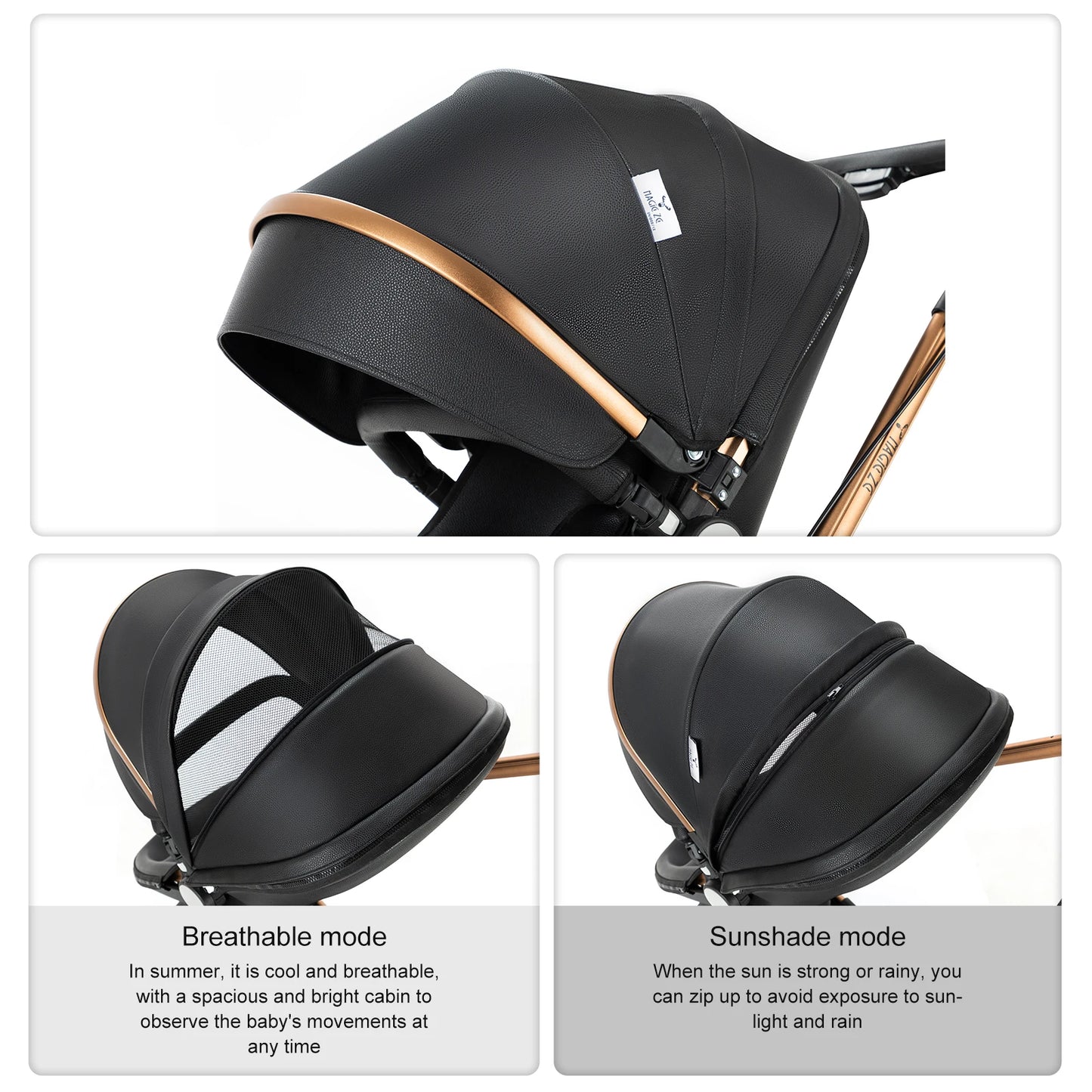 Baby stroller 3 in 1 stroller  Newborn Stroller Baby Carriage High Quality Senior  Baby Portable Rubber Wheel PU leather  Parm