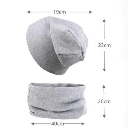 2pcs New Baby Hat Scarf Set Boys Girls Hip Hop Cap Autumn Winter Soft Elastic Beanie Hats Cotton Newborn Bonnet Warm Accessories