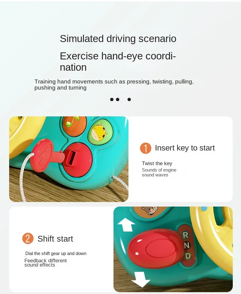 Baby Toy Electric Simulate Driving Car Copilot Steering Wheel Stroller Driving Early Educational Toys for 0-36 Months Toddler