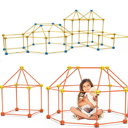 Kids Creative Fort Building Blocks Indoor Tent Brick Kit DIY Educational Building Castle Assembled Toys Ball Games Toy Gift