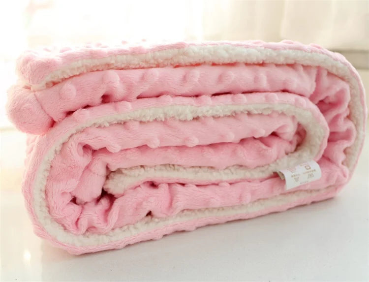 Winter Thick Thermal 3d Minky Dot Kids Blanket Super Soft Sherpa Fluffy Toddler Baby Blanket Quilt Swaddle Office Seat Blanket