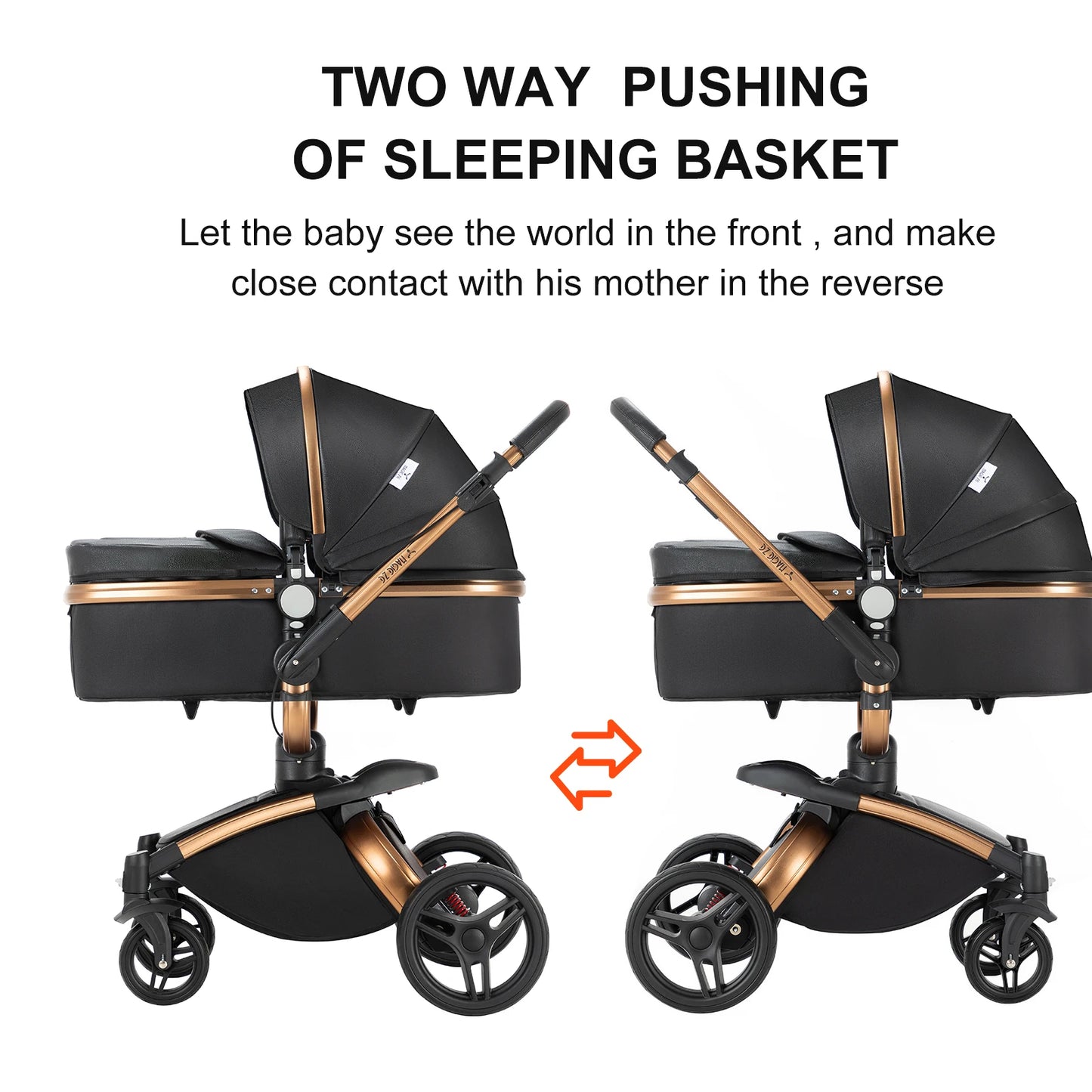 Baby stroller 3 in 1 stroller  Newborn Stroller Baby Carriage High Quality Senior  Baby Portable Rubber Wheel PU leather  Parm