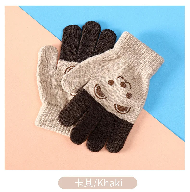 Cartoon Bear Bunny Cat Pattern Glove Winter Warm Gloves Boys Girls Kids Outdoor Playing Winter Gloves for 4-8 Years Old