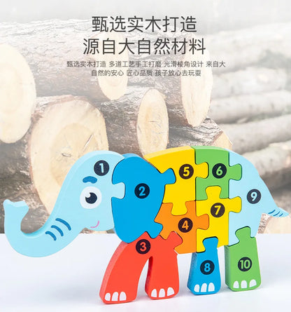 Montessori Wooden Toddler Puzzles for Kids Montessori Toys for Toddlers 2 3 4 5 Years Old Top 3D Puzzle Educational Dinosaur Toy