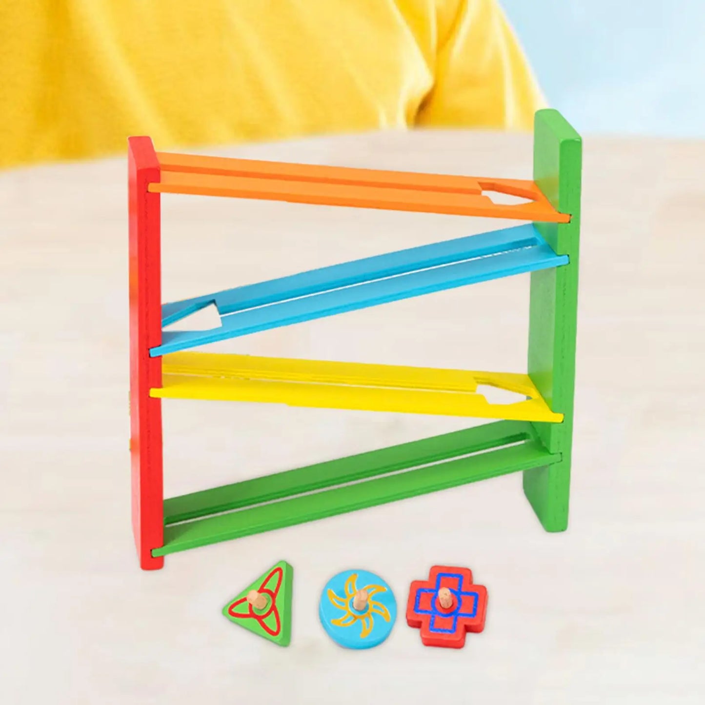 Wooden Track Maze Interactive Gyroscope Drop Toy Educational Learning Toys Montessori Toy for Birthday Gifts Kids Toddler