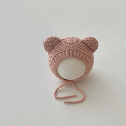 Sweet Newborn Beanie Kawaii Cartoon Bear Ear Crochet Bonnet for Baby Boy Girl Autumn Winter Warm Hat Toddler Photography Props