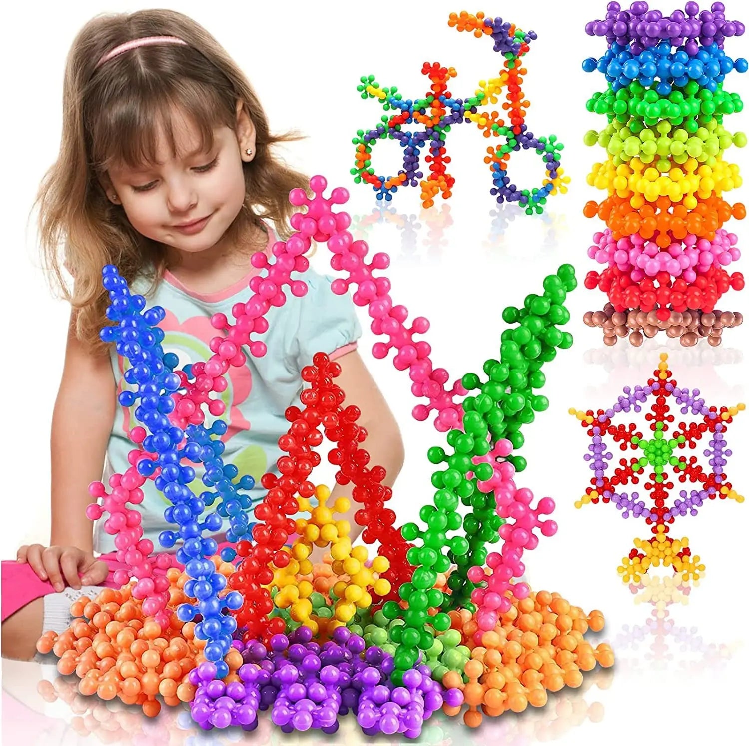 400 Pieces Building Blocks Kids Stem Toys Montessori Toys for Toddler Flower Building Toy Set Educational Interlocking Toy Discs