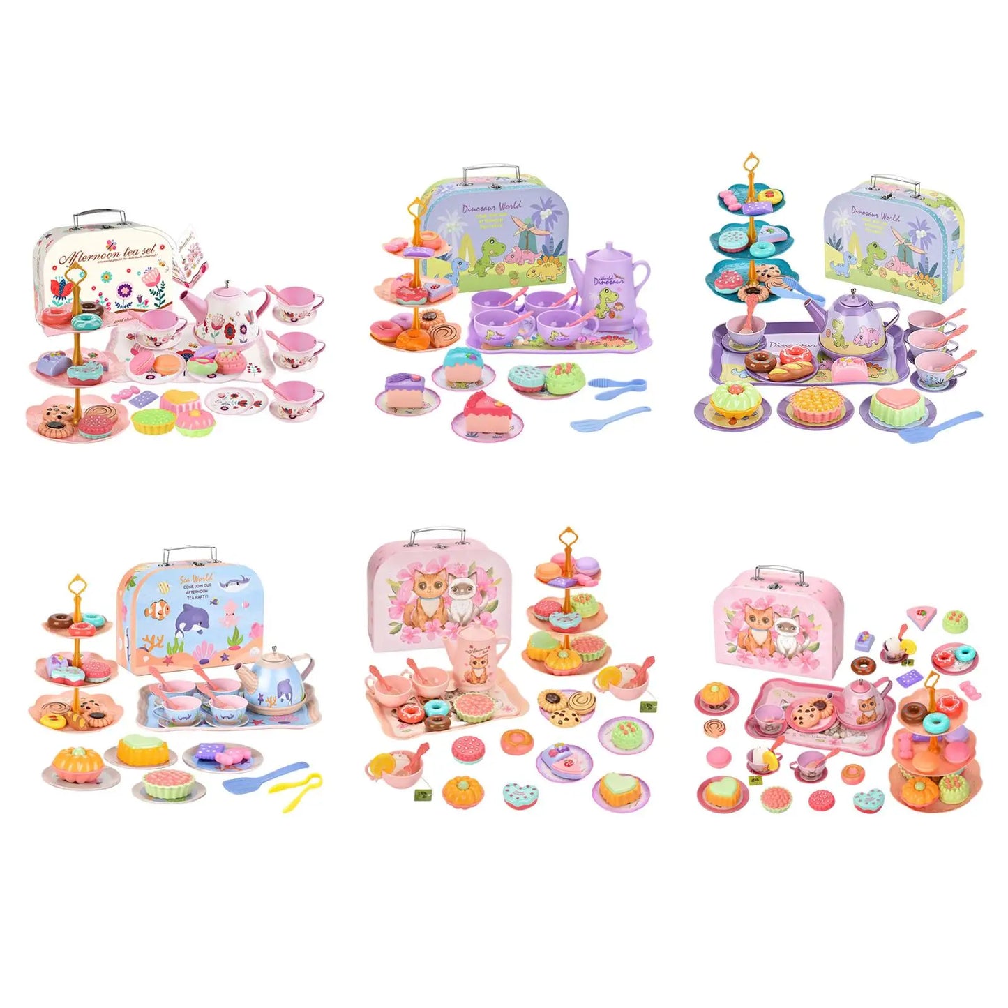 Pretend Play Playset Dessert Toys Kids Kitchen Playset Teapot Cups Tray Simulation Toddlers Tea Set for Toddlers Age 3 4 5 6