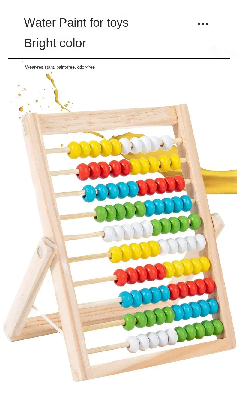 Classic Wooden Educational Counting Toy 100 Beads Preschool Math Learning Toys Montessori Number Arithmetic Abacus Toddler Gift