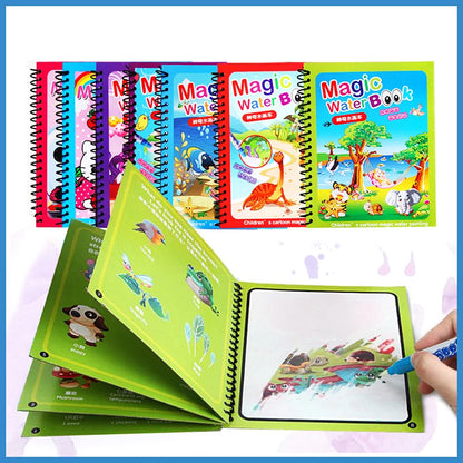 Magic Water Coloring Books Aqua Water Wow Drawing Color  Reusable Drawing Educational Toy With Water Pens For Toddlers Kids