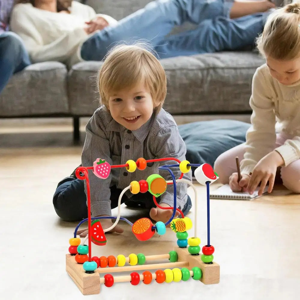 Toddler Bead Maze Toy Wooden Game Toy With Beads Game Portable Educational Counting Learning Circle Toys For Kids Children 18