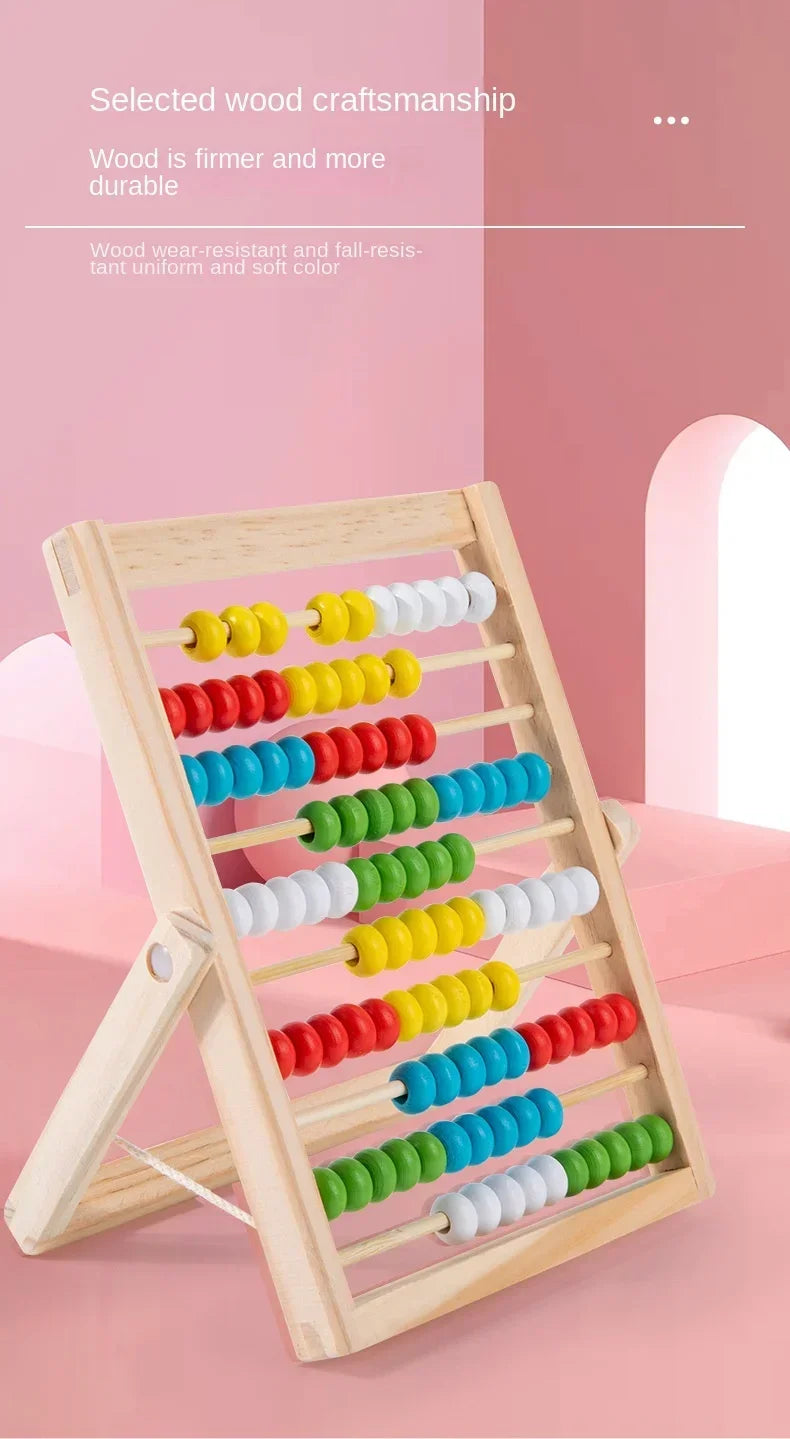 Classic Wooden Educational Counting Toy 100 Beads Preschool Math Learning Toys Montessori Number Arithmetic Abacus Toddler Gift