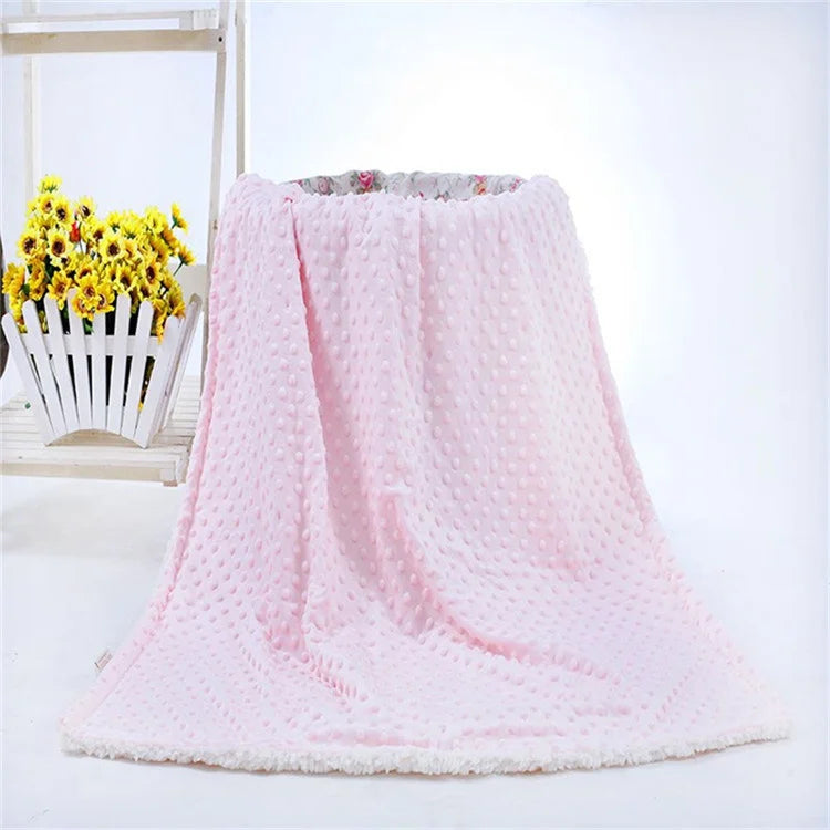 Winter Thick Thermal 3d Minky Dot Kids Blanket Super Soft Sherpa Fluffy Toddler Baby Blanket Quilt Swaddle Office Seat Blanket