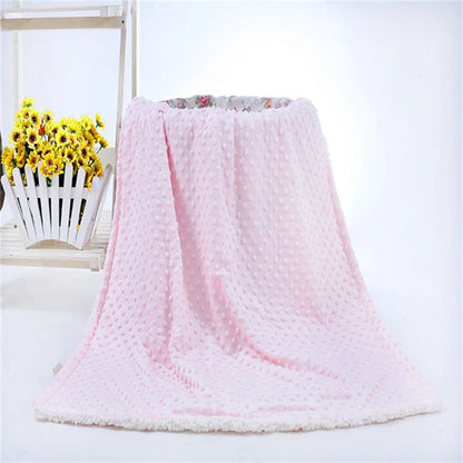 Winter Thick Thermal 3d Minky Dot Kids Blanket Super Soft Sherpa Fluffy Toddler Baby Blanket Quilt Swaddle Office Seat Blanket