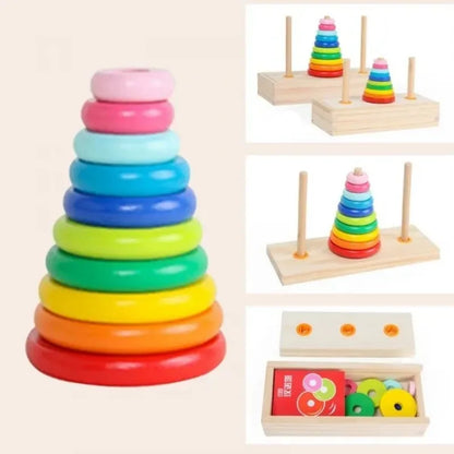 Wooden Tower of Hanoi Ten-layer Kids Early Educational Toys Stacking Game montessori toys