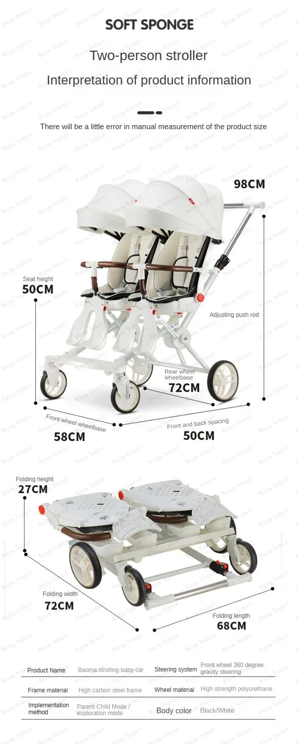 Twins baby stroller trolley baby carriage lightweight foldable double baby strollers kids stroller