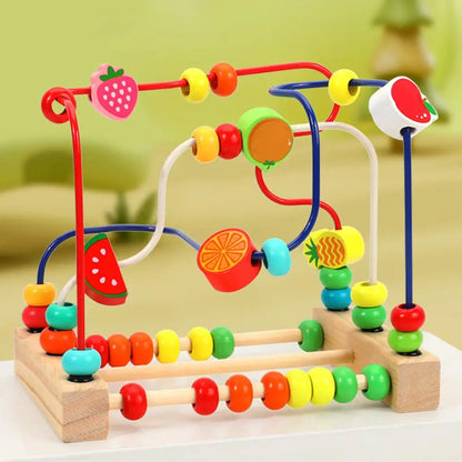 Toddler Bead Maze Toy Wooden Game Toy With Beads Game Portable Educational Counting Learning Circle Toys For Kids Children 18