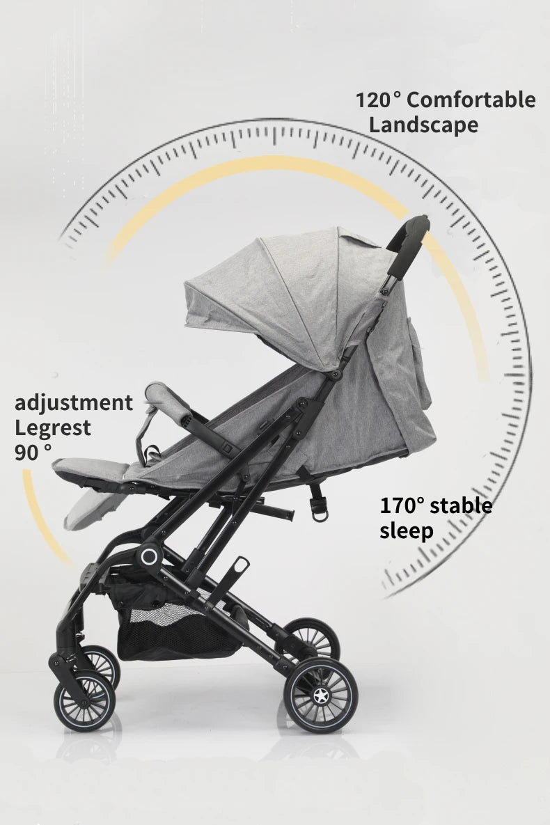 Baby Stroller 0-60 Months,Travel,One-Click Folding Lightweight Stroller Adjustable Backrest,4 Swivel Wheels With Shock Absorbers