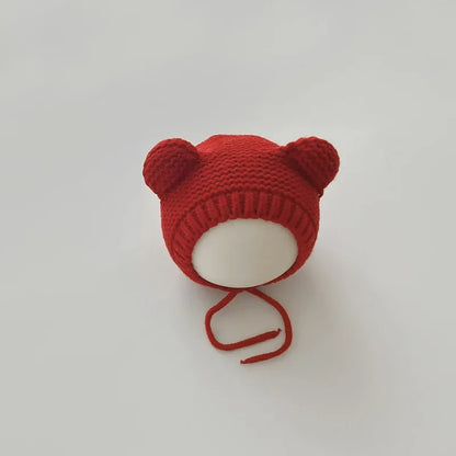 Sweet Newborn Beanie Kawaii Cartoon Bear Ear Crochet Bonnet for Baby Boy Girl Autumn Winter Warm Hat Toddler Photography Props