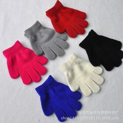 Black White Gray Kids Knitted Gloves 3-7 Years Baby Girls Winter Warm Gloves Baby Boys Little Student Gloves Dropshipping