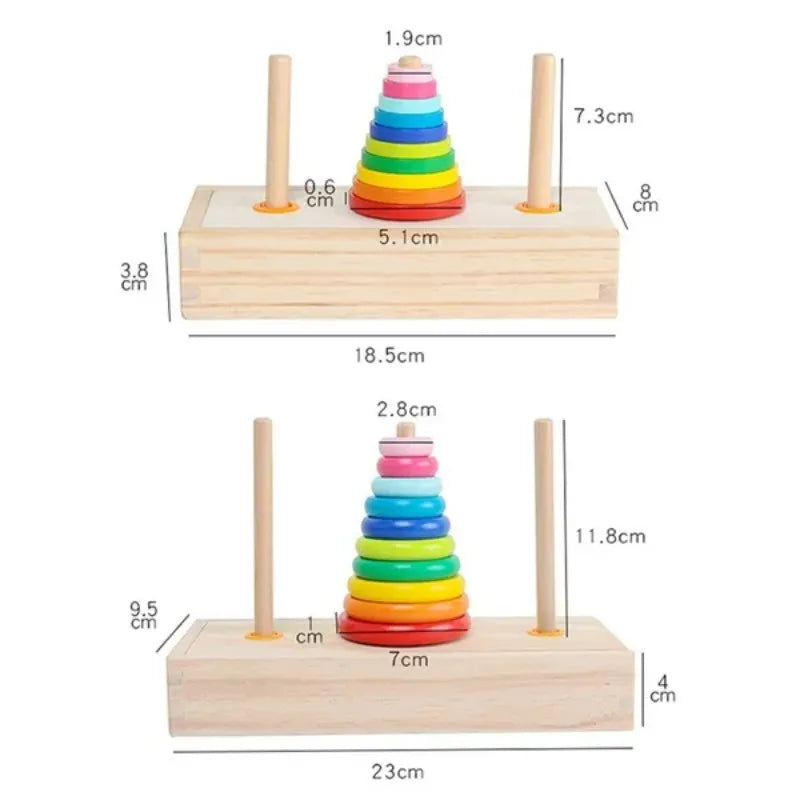 Wooden Tower of Hanoi Ten-layer Kids Early Educational Toys Stacking Game montessori toys