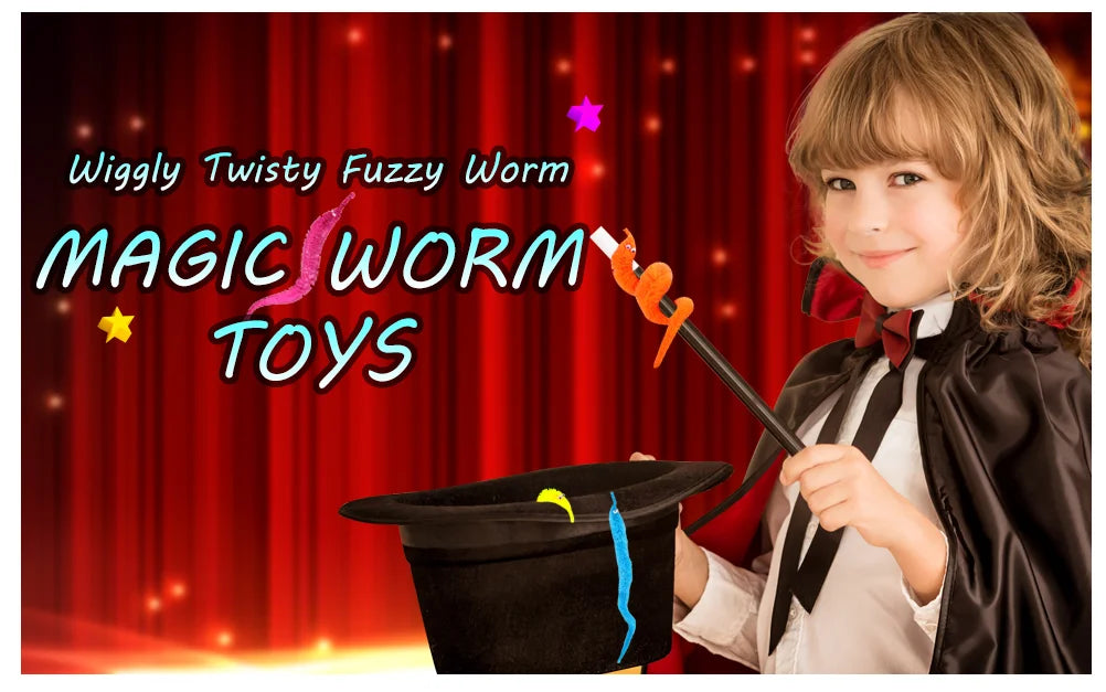 Funny Worm Magic Props Toys for Children Kids Beginners Wiggly Twisty Worm with Invisible String Party Games Trick Toys