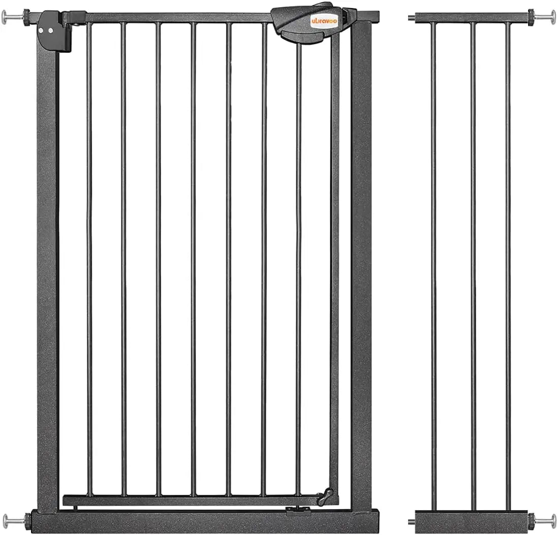 UBRAVOO Baby Gate for Doors and Stairs, Height 100 cm, Safety Pet Gate,  Automatic Closure, Triple Locking, JLB-MD01