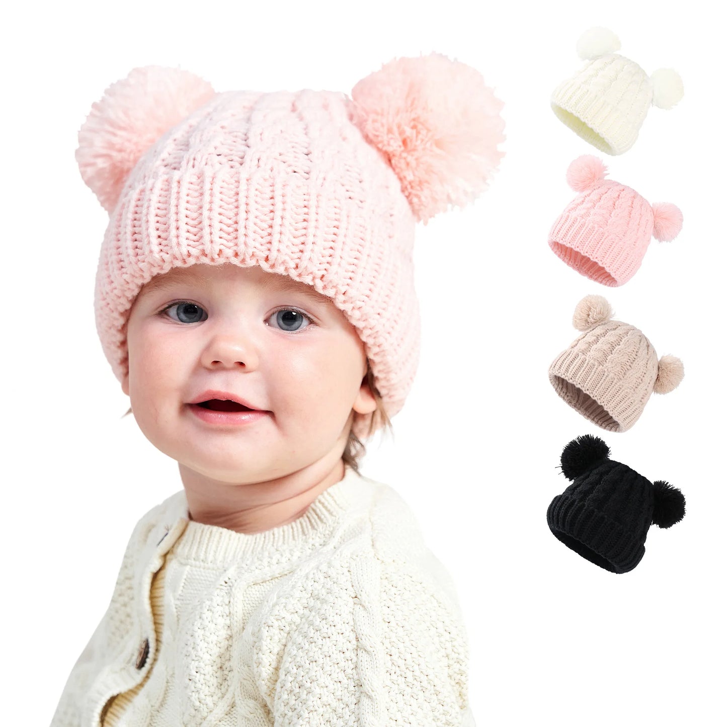 Autumn Winter Baby Hat for Girls Beanie Bonnet Kids Cute Pompoms Knit Hats Solid Newborn Accessories Warmer Stuff Toddler Cap