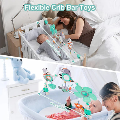 Baby Stroller Arch Toy Baby Crib Mobile Musical Animal Foldable Travel Car Seat Activity Bouncers Pram for Newborn Sensory Toy