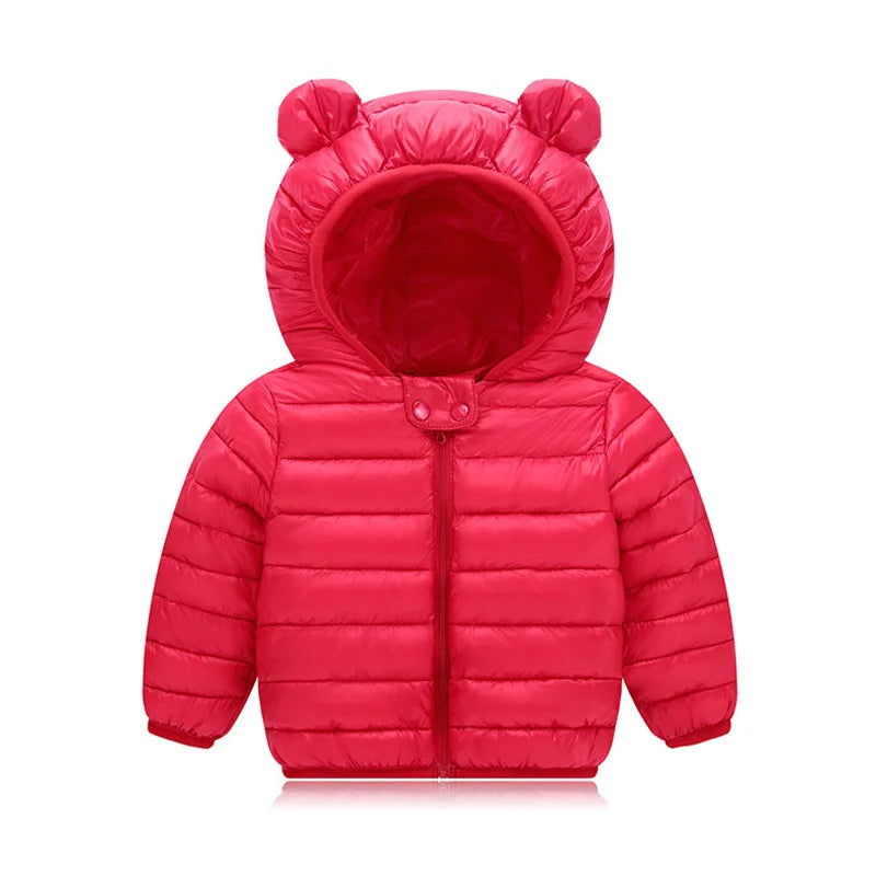 Kids Warm Jacket Infant Down Cotton Outerwear Autumn Winter Children Solid Hooded Overcoat Baby Windproof Coldproof Snowsuit