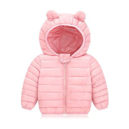 Kids Warm Jacket Infant Down Cotton Outerwear Autumn Winter Children Solid Hooded Overcoat Baby Windproof Coldproof Snowsuit