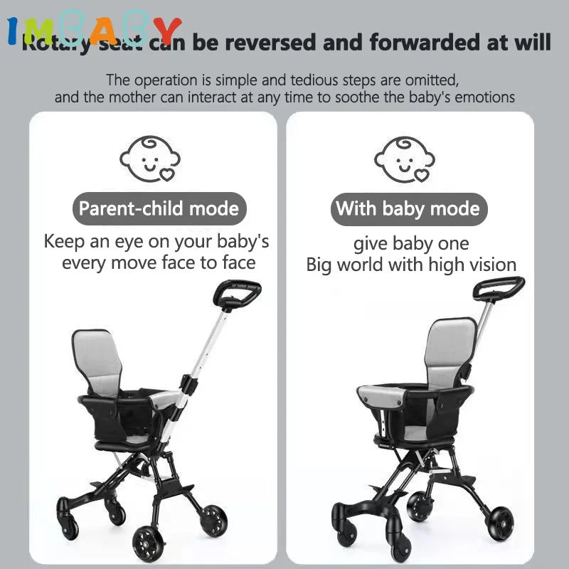 Light Foldable Baby Stroller Kid Travel Carriage Cart Newborn Two-Way Seats Landscape Stroller Portable Children Four-Wheel Cart