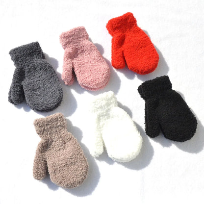 5-11 Years Old New Baby Mittens Newborn Children Kids Gloves Mohair Plush Thick Boys Girls Gloves Winter Accessories for Kids