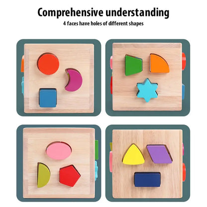 Shape Sorting Cube Learning Sort And Match Toy With 12 Blocks Preschool Kids Wood Gifts Wooden Shape Sorter Toys Educational