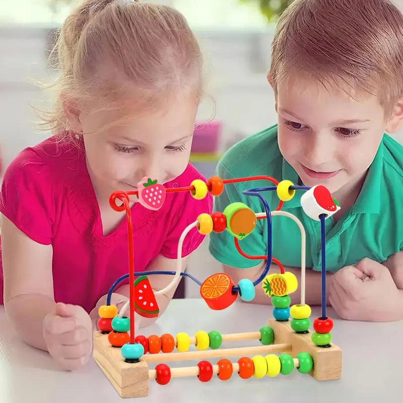 Toddler Bead Maze Toy Wooden Game Toy With Beads Game Portable Educational Counting Learning Circle Toys For Kids Children 18