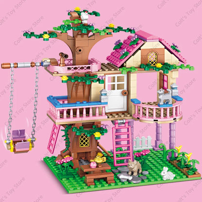 2024 Girls Tree House Building Blocks Figures  Street View City Apartment MOC Model  Bricks Toys For Kid Christmas DIY Gift Sets