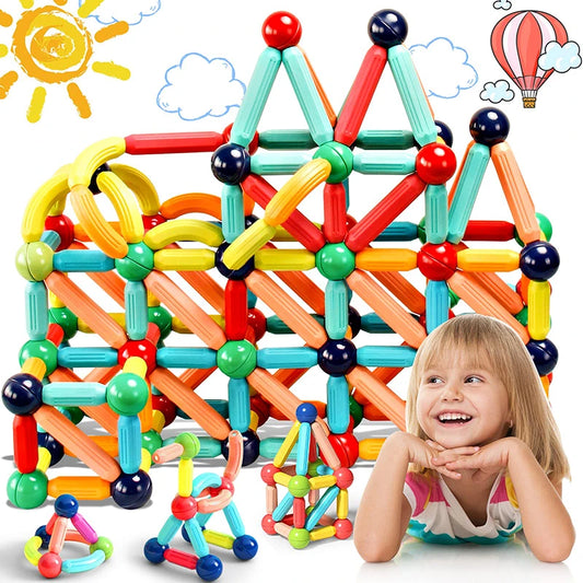 Magnetic Balls and Rods Building Sticks Blocks Construction Set Children Educational Stacking STEM Magnet Toys for Kids Gift