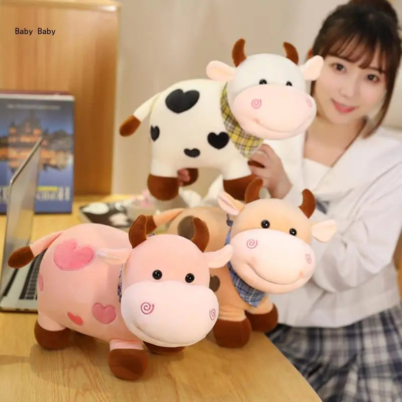 Plushie Cow Cuddle Toy Non-Deform PP Cotton for Doll Living Room Toddler Present Q81A