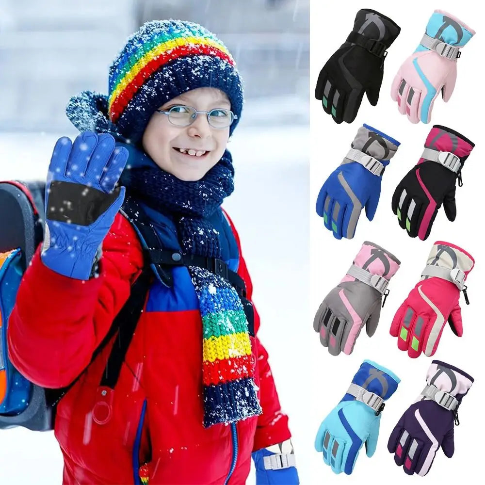 New Children Kids Warm Snow Gloves Boy Girls Ski Snowboard Mittens Windproof Waterproof Thicken Keep Warm Gloves Winter Must