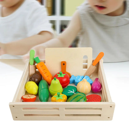 17x Cutting Fruit Vegetables Fun Kitchen Accessories Playset Pretend Play Kitchen Toys for Kids Children Boys Girls Ages 3+ Gift