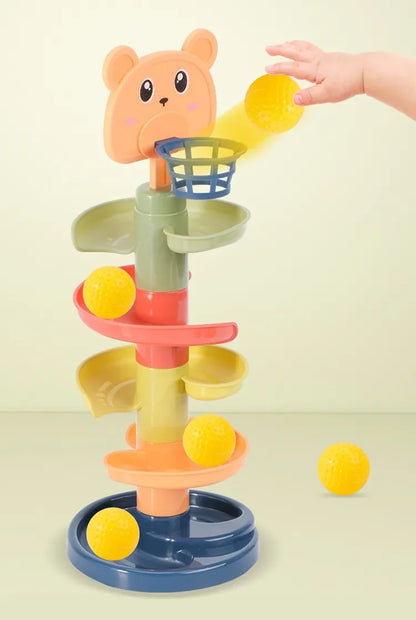 Baby Ball Drop and Rolling Ball Pile Tower Toys Early Educational Toy Rotating Track Toy for Toddler Stacking Toy For Kids Gifts