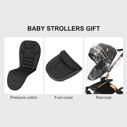 Baby stroller 3 in 1 stroller  Newborn Stroller Baby Carriage High Quality Senior  Baby Portable Rubber Wheel PU leather  Parm